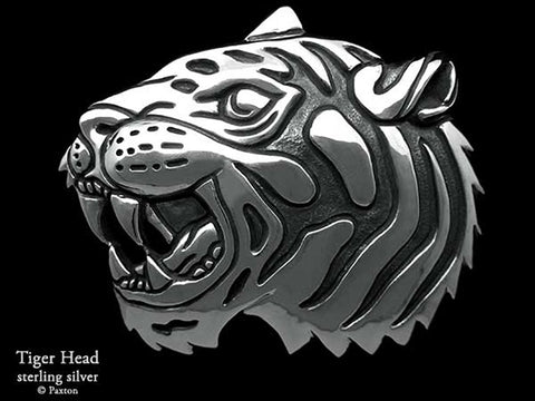 Tiger Head Belt Buckle sterling silver