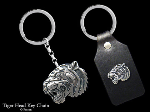 Tiger Head Key Chain Sterling Silver