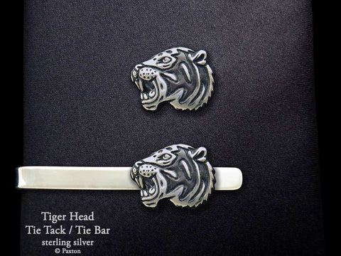 Tiger Head Tie Tack Tie Bar sterling silver