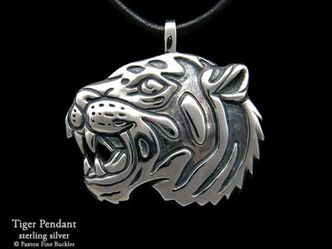 Men's Silver Tiger Head Pendant Necklace - Cuban Link Chain - Fashion Jewelry