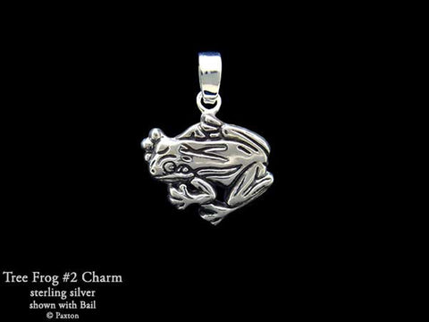 Tree Frog 2 Charm Necklace sterling silver