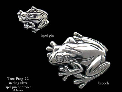 Tree Frog #2 lapel Pin Brooch sterling silver