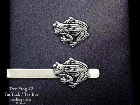 Tree Frog #2 Tie Tack Tie Bar sterling silver