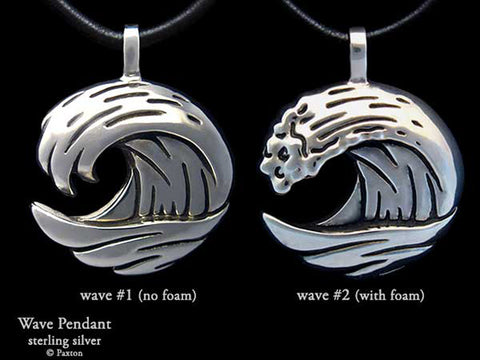 Ocean Wave Pendant Necklace sterling silver