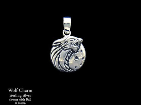 Wolf Head Charm Necklace sterling silver