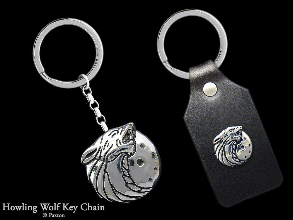 Wolf Head Key Chain Sterling Silver
