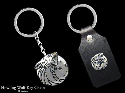Wolf Head Key Chain Sterling Silver