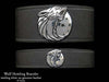 Howling Wolf Head on Leather Bracelet