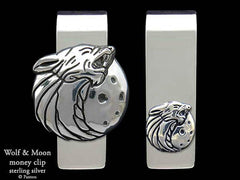 Howling Wolf Head Money Clip Sterling Silver – Paxton Jewelry display picture 1