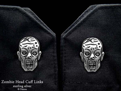 Zombie Head Cuff Links sterling silver