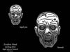 Zombie Head Lapel Pin Brooch sterling silver